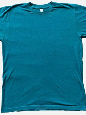 American Apparel Tri-Blend Track T-Shirt Teal Blue Men's Medium Made in USA